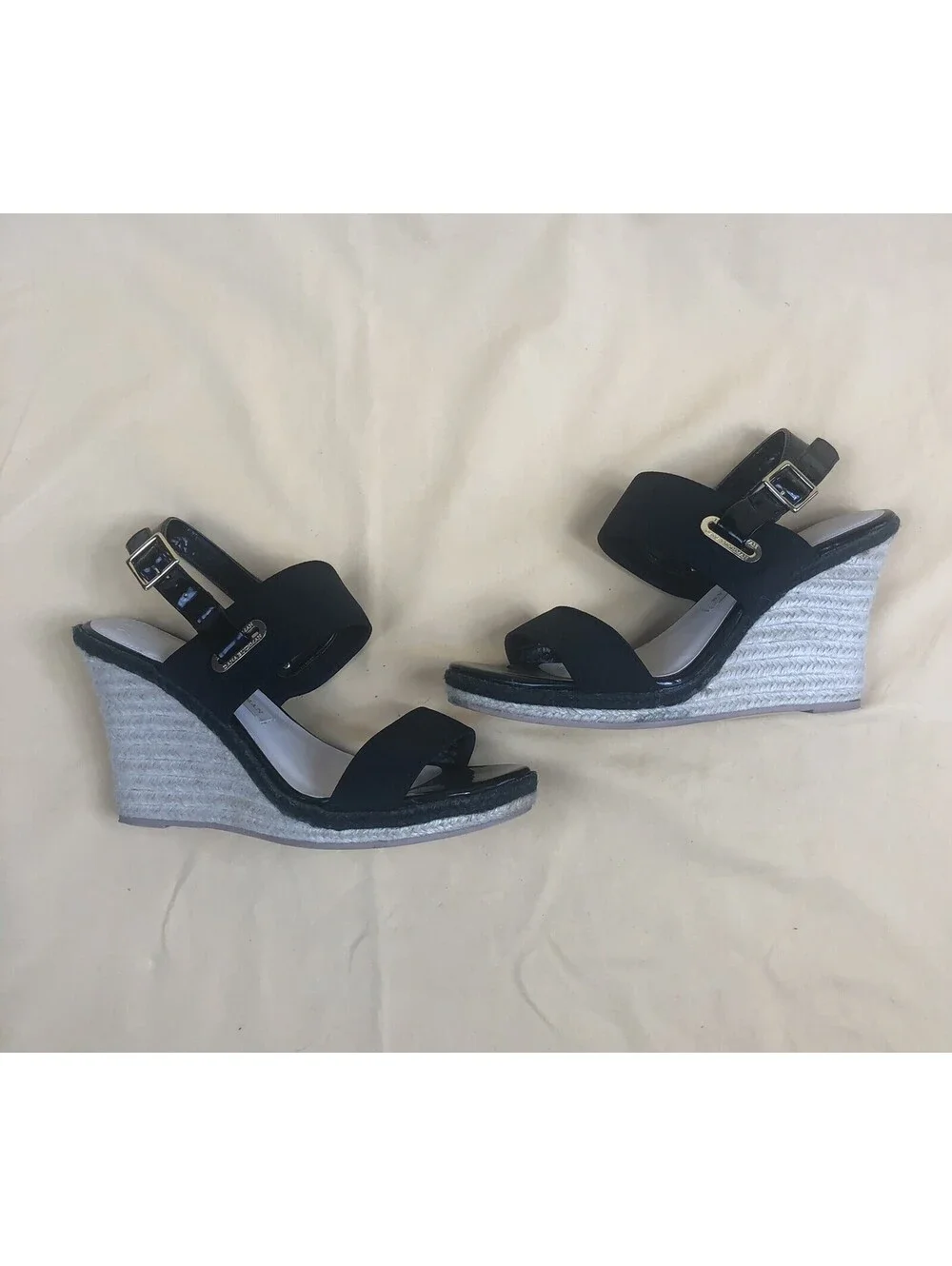 Dana Buchman Paxton Espadrilles Wedge Heel Shoes in Black 9M *Great Condition*
